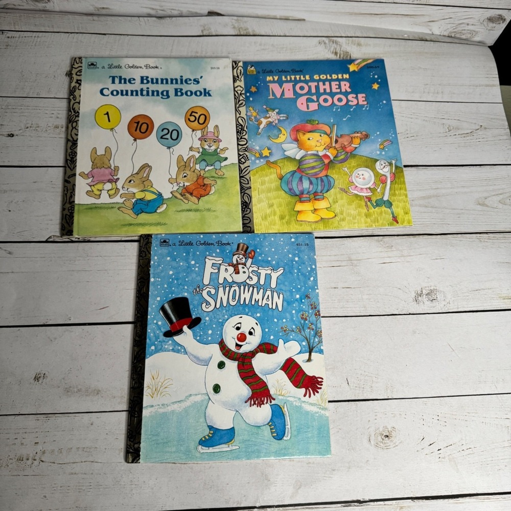 Little Golden Book Lot of 3 Mother Goose Bunnies Counting Frosty Like New